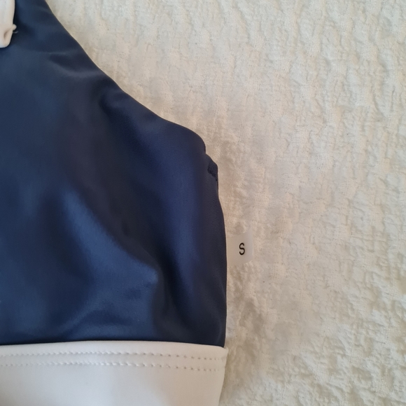 Navy White Cut Out Low Waist Bikini,Sporty Two Piece Swimsuit Women Sz, S - Picture 9 of 10